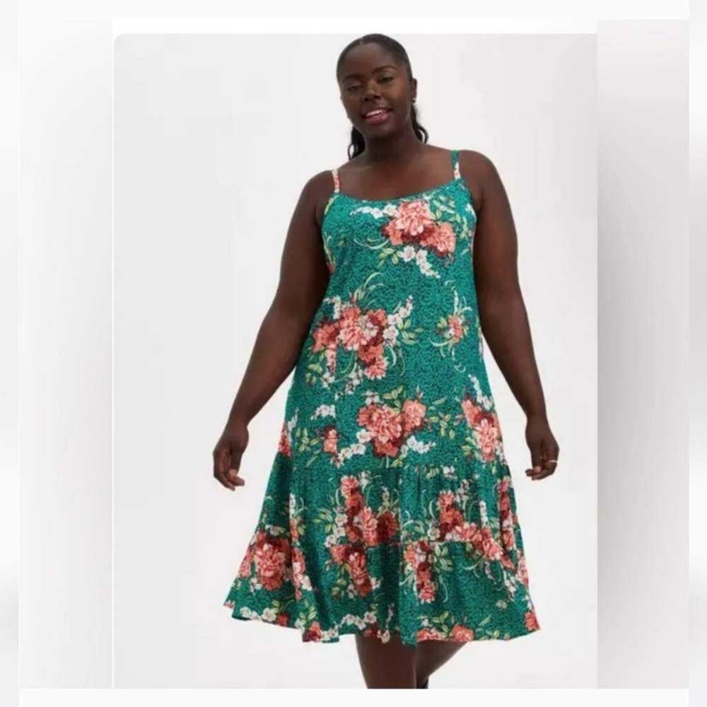 Torrid Sleeveless Green Floral Sundress